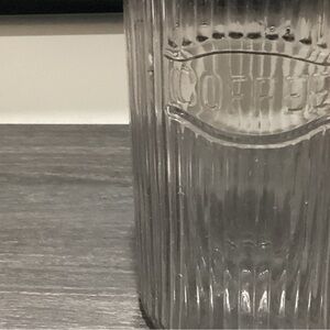 Vintage Coffee Glass Hoosier ribbed Iconic coffee storage jar. 8” H 4” W.